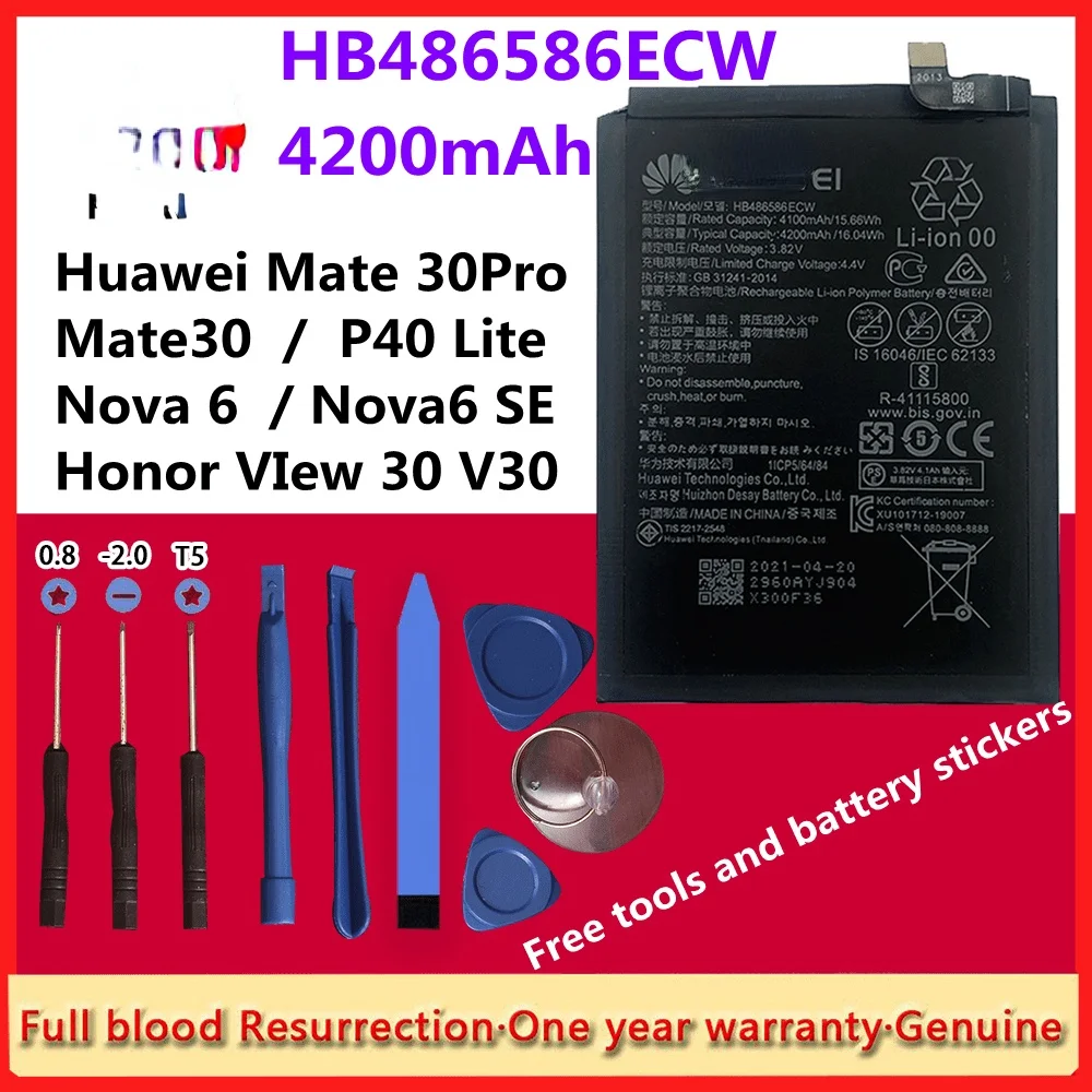 

Оригинальный HB486586ECW запасной аккумулятор для телефона Huawei P40 Lite Mate 30 Mate30 Pro Nova 6 Nova6 SE Honor VIew 30 V30