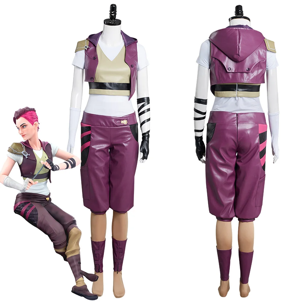 

Arcane lol Vi Cosplay Costume Jinx Vi Jacket Pants Outfits Halloween Carnival Suit