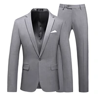 business formal men suits solid one button blazer pants marriage tuxedo male 2 piece suit men terno wedding suit slim fit 2022