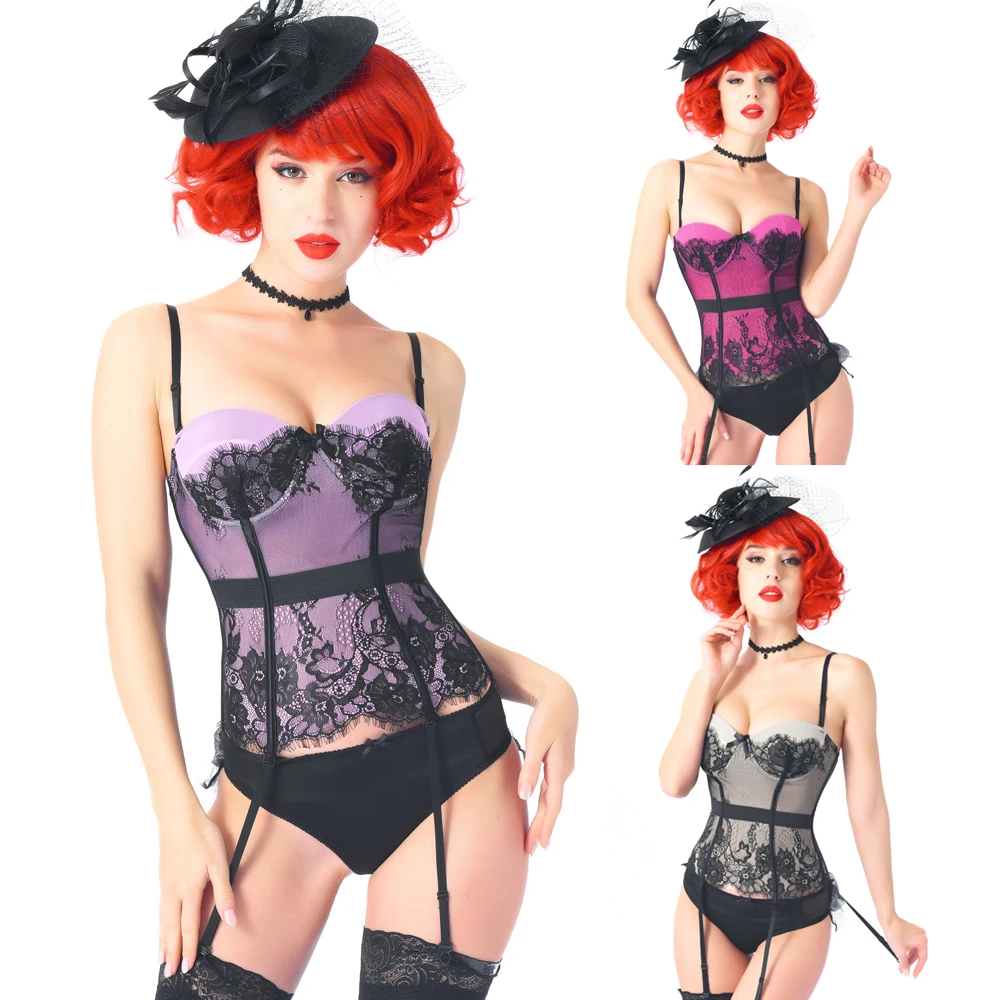 Женское нижнее белье Женский корсет с эффектом пуш ап бюстье топ пояс подвязками