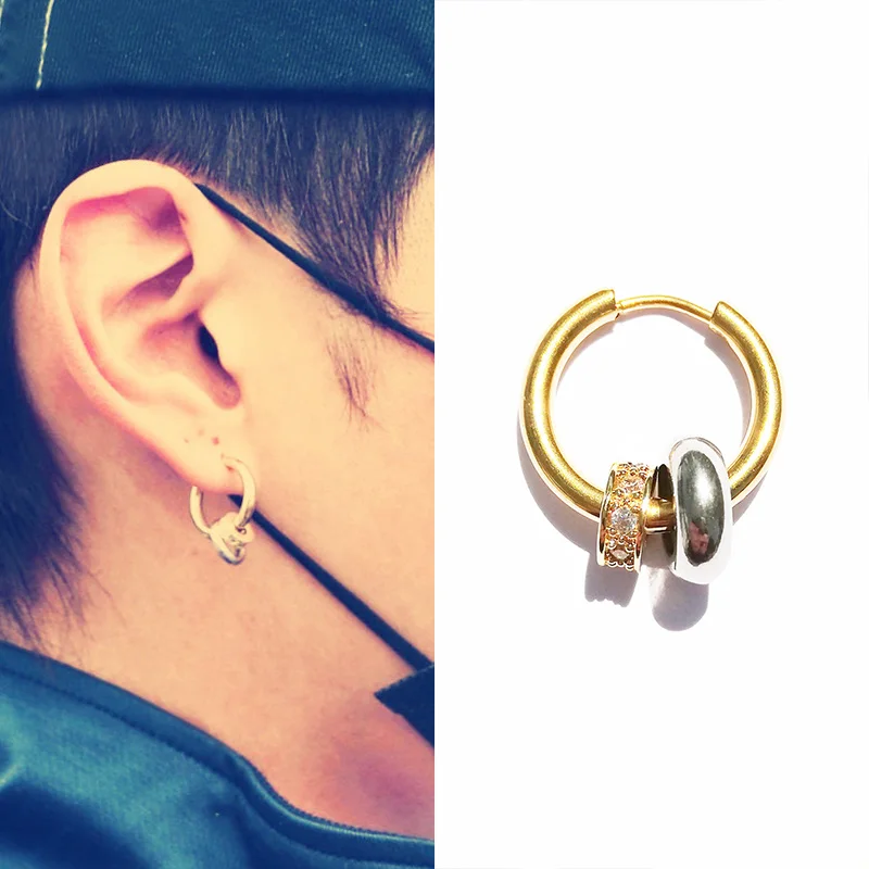 Модные серьги из нержавеющей стали в стиле хип-хоп, 1 шт., подвески высокого качества с фианитами и кристаллами, Золотые серьги для женщин, мужчин, девочек, корейская бижутерия 2020