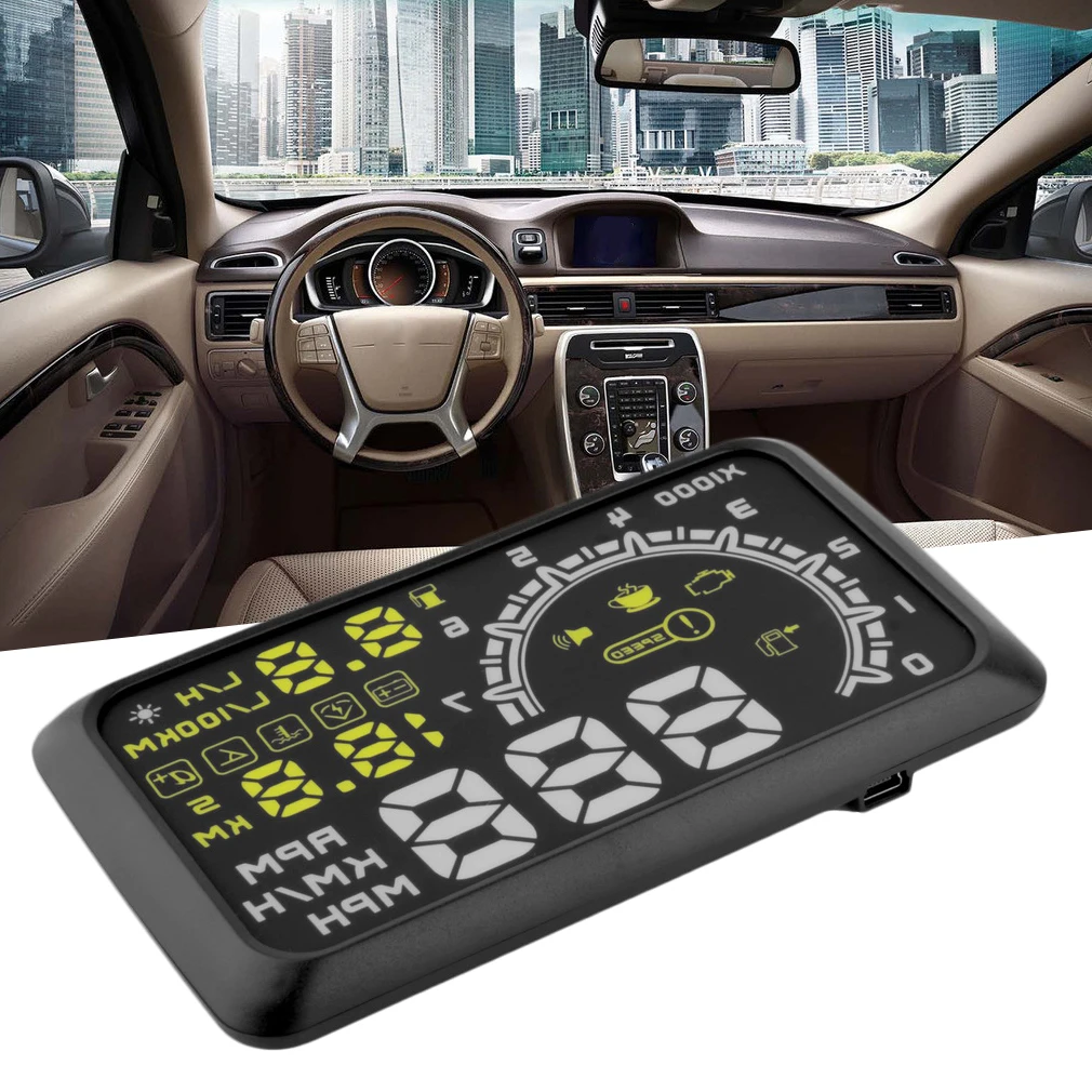 W2 светодиодный автомобильный HUD Дисплей для интерфейса OBD2 Plug/Play Speed Warn System |