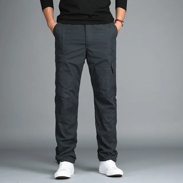 

Men's wool pants, winter pants, thick, warm, full length, with multiple pockets, loose military tactical pants,