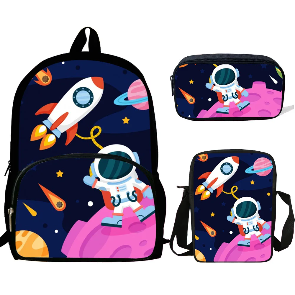 

16inch Escolares Kids Rocket Spaceman Mochila Backpack For Teenagers Bookbag Child Alien Rucksack For Boys Girls Schoolbags Set