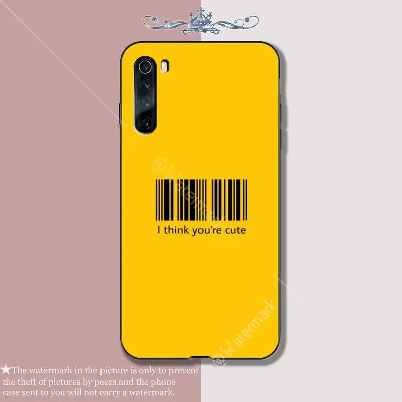 

YJYDNHBD Yellow Aesthetic soft TPU black case cover for xiaomi redmi 4X 5 plus 6 6A 7 7A 8 8A 9 note 4 8 T 9 pro max coque