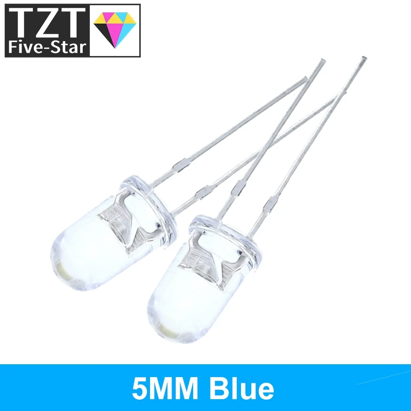 100 шт./лот прозрачный Круглый 5 мм супер яркий зеленый красный белый желтый синий