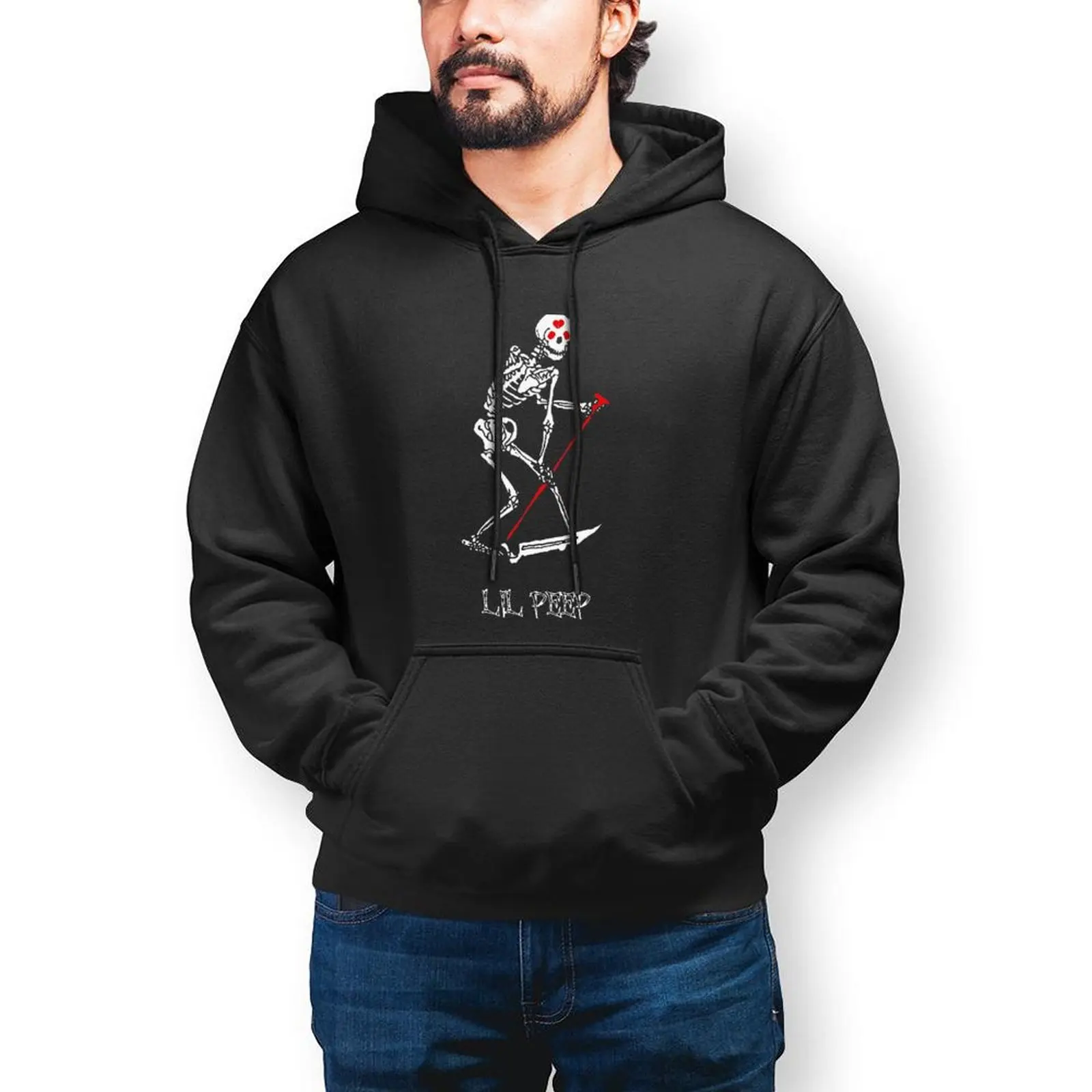 

Skeleton Hoodie Casual Long Cotton Hoodies Mens Warm Streetwear Pullover Hoodie Big
