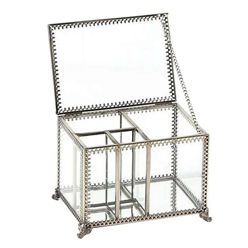 

Transparent Glass Ring Box Cosmetic Storage Box Clear Glass Jewelry Box Jewelry Organizer Holder Tabletop Contain