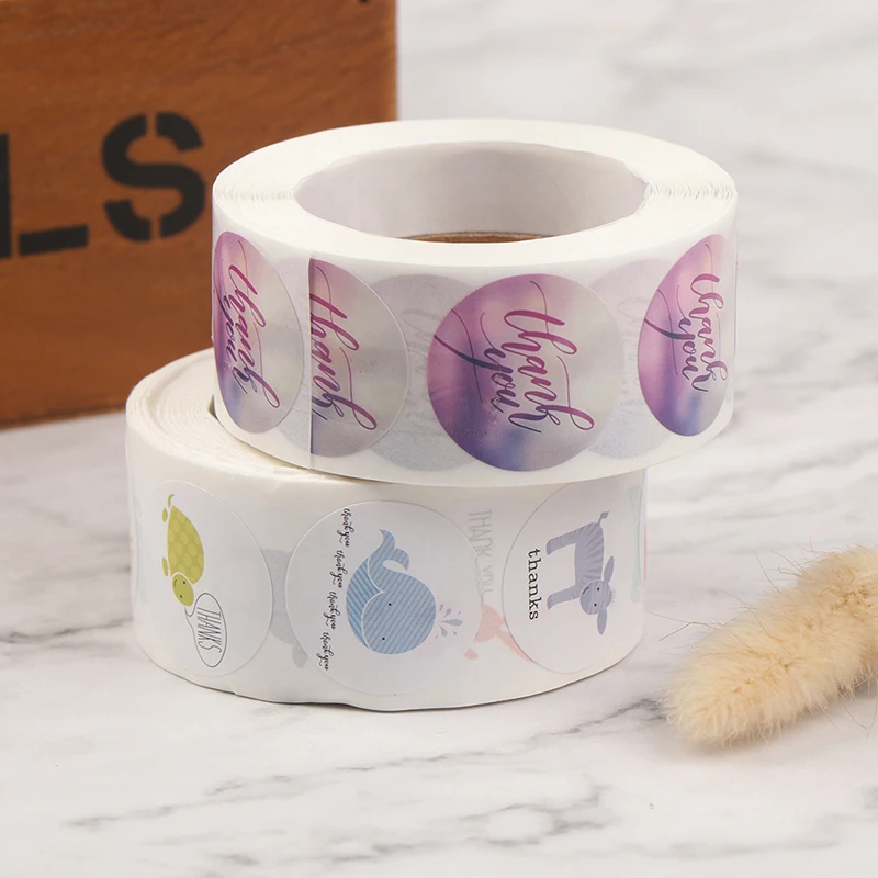 Фотообои с размытым круглым фоном 500 наклеек в рулоне для посылка