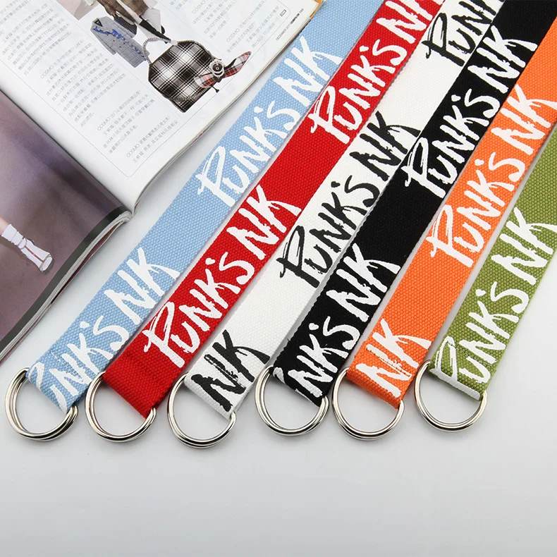 Ремень брезентовый унисекс модный пояс в стиле панк с принтом букв пряжка