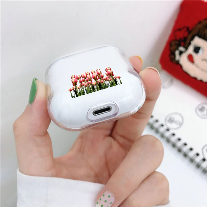 

Cute Flower Headphone Case For Apple Airpod Case Carnation Daffodil Daisy Bluetooth Air Pods Fashion Case Transparent Hard Cover