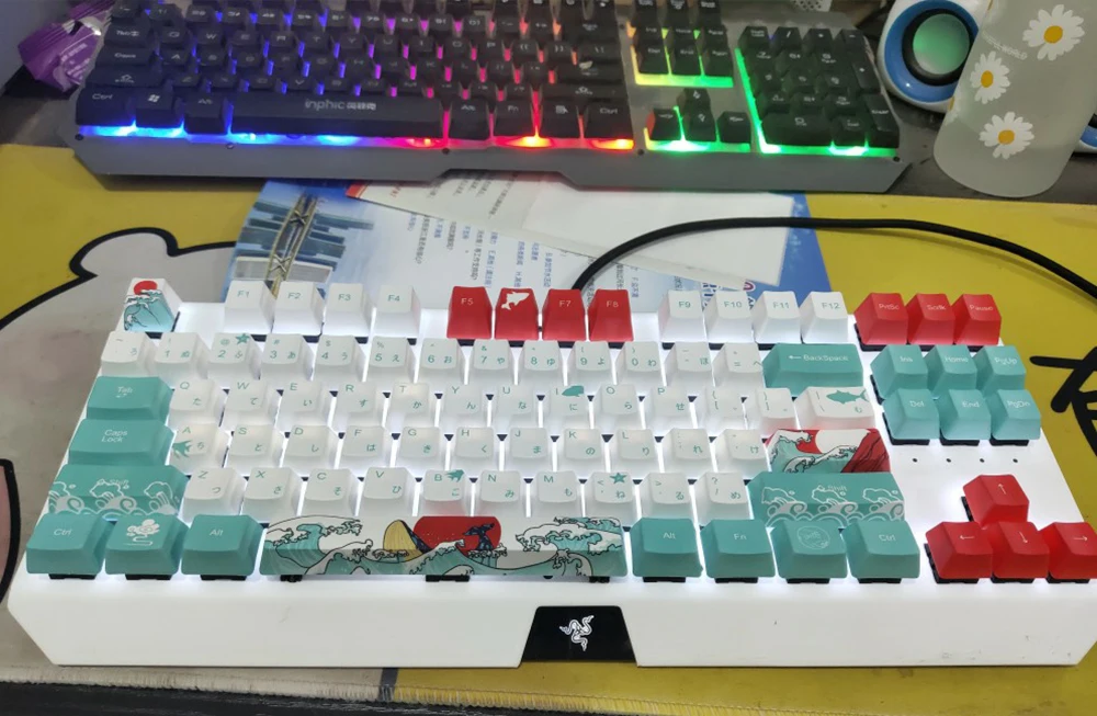 Японский стиль коралловый морской дизайн синие белые красные клавиши для