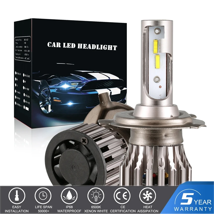 Автомобильные светодиодсветодиодный фары H4 Turbo Fan Blubs H7 Canbus 100 Вт 6500 лм 9005 K 9006 9003 HB2