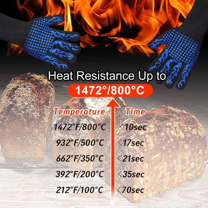 

One Piece BBQ Gloves High Temperature Resistance Oven Mitts 500 800 Degrees Fireproof Barbecue Heat Insulation Microwave Gloves