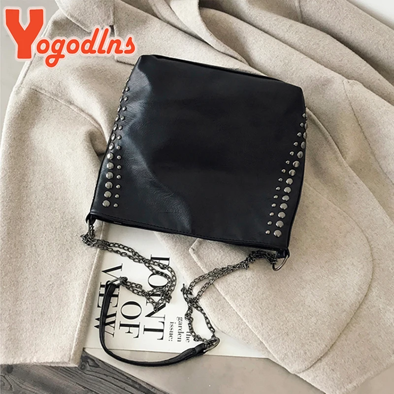 Сумка Yogodlns женская из искусственной кожи саквояж на плечо с цепочкой Винтажная