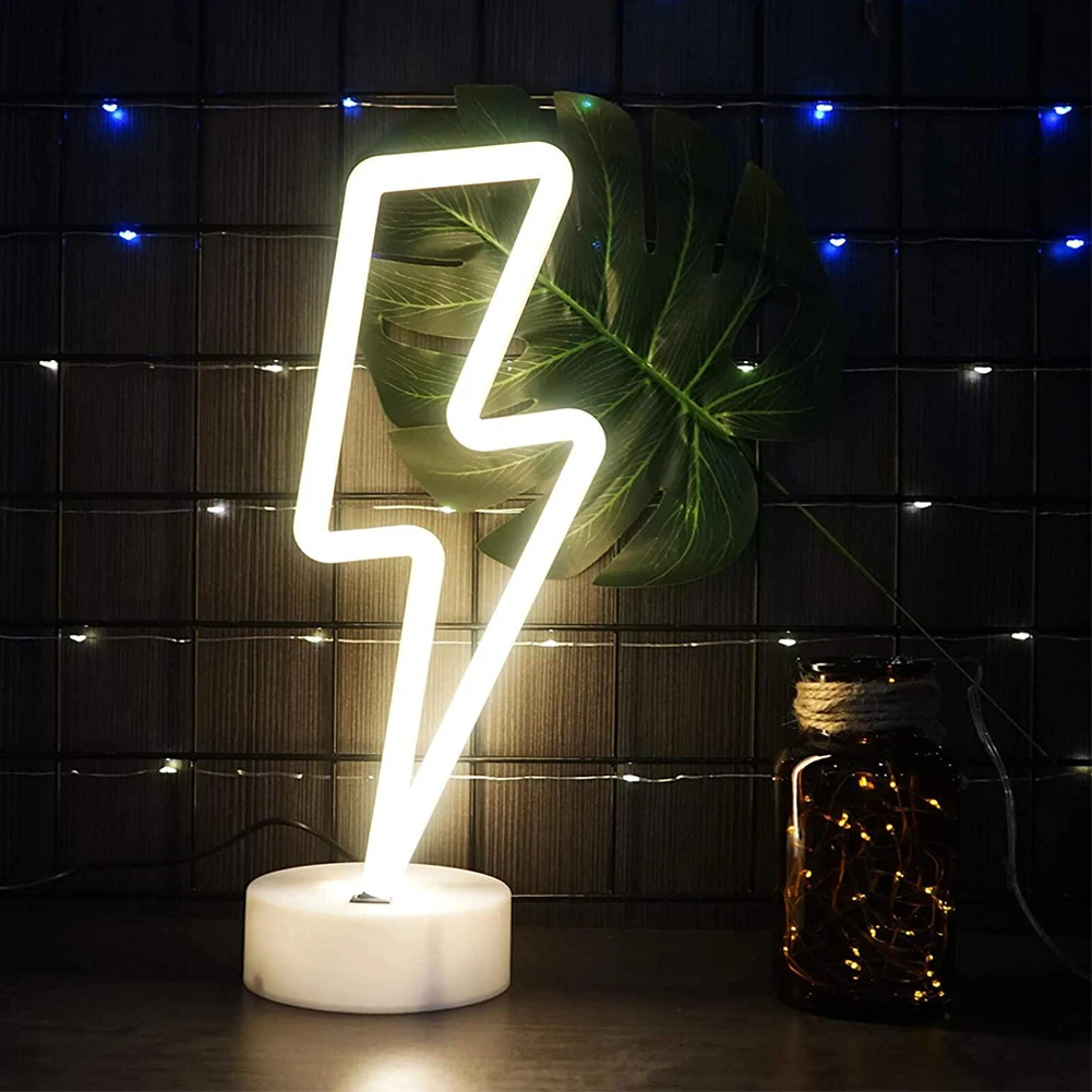 

LED Home Neon Lightning Shaped Sign Neon Fulmination Light USB Decorative Light Wall Decor For Kids Baby Room Wedding Party