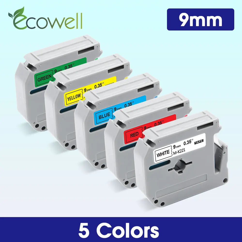 Ecowell 9 мм MK 221 Лента совместима с Brother p touch PT 80 70 принтер лента MK221 MK421 MK521 MK621 MK721