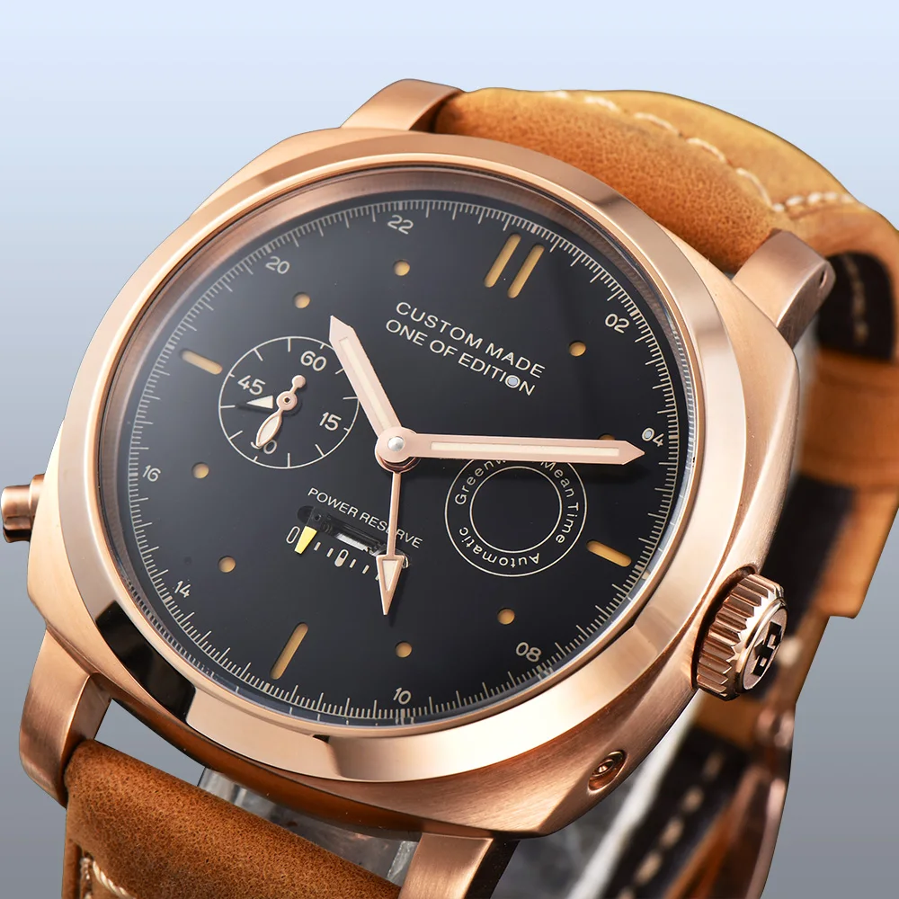 Часы 44 мм Мужские автоматические движения запас мощности световой указатель