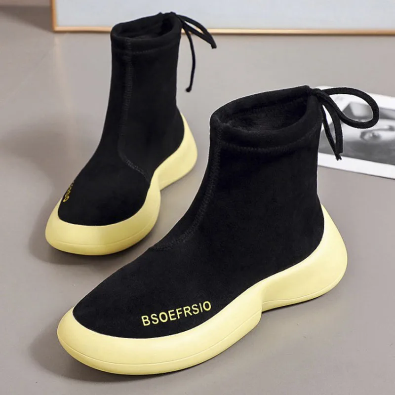 Женские короткие плюшевые кроссовки легкие износостойкие теплая