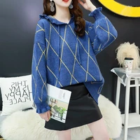Women Long Sleeves Hooded Knitted Sweater Korean Drawstring Ruffled Pullover