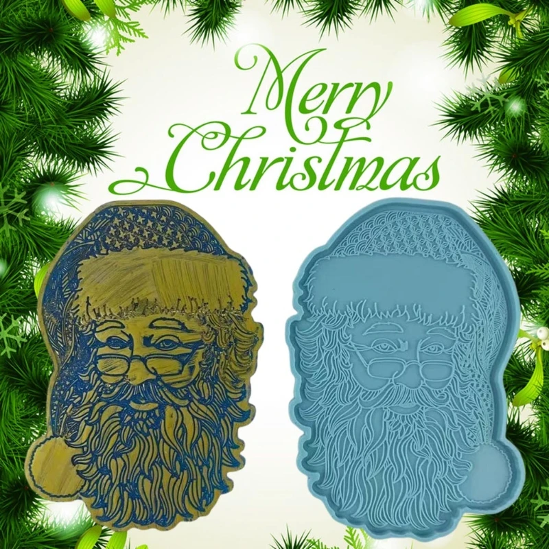 

Santa Claus Tray Epoxy Resin Mold Coaster Jewelry Storage Holder Silicone Mould DIY Crafts Serving Plate Home Decor Tool