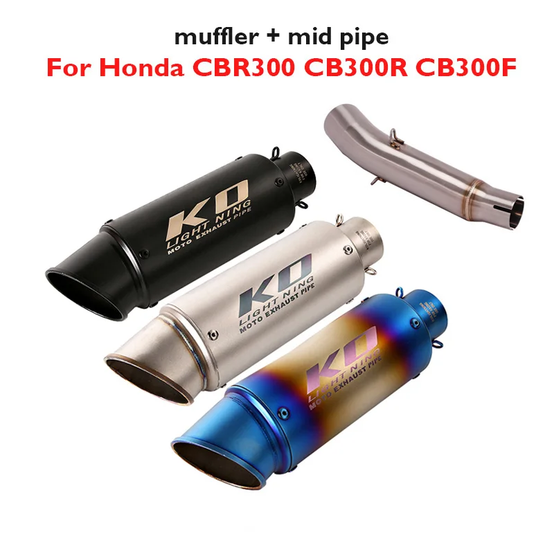 

Motorcycle Exhaust System Muffler Escape Tip Silencer Tail Pipe Middle Link Tube for Honda CBR300 CB300F CB300R 2018 2019 2020