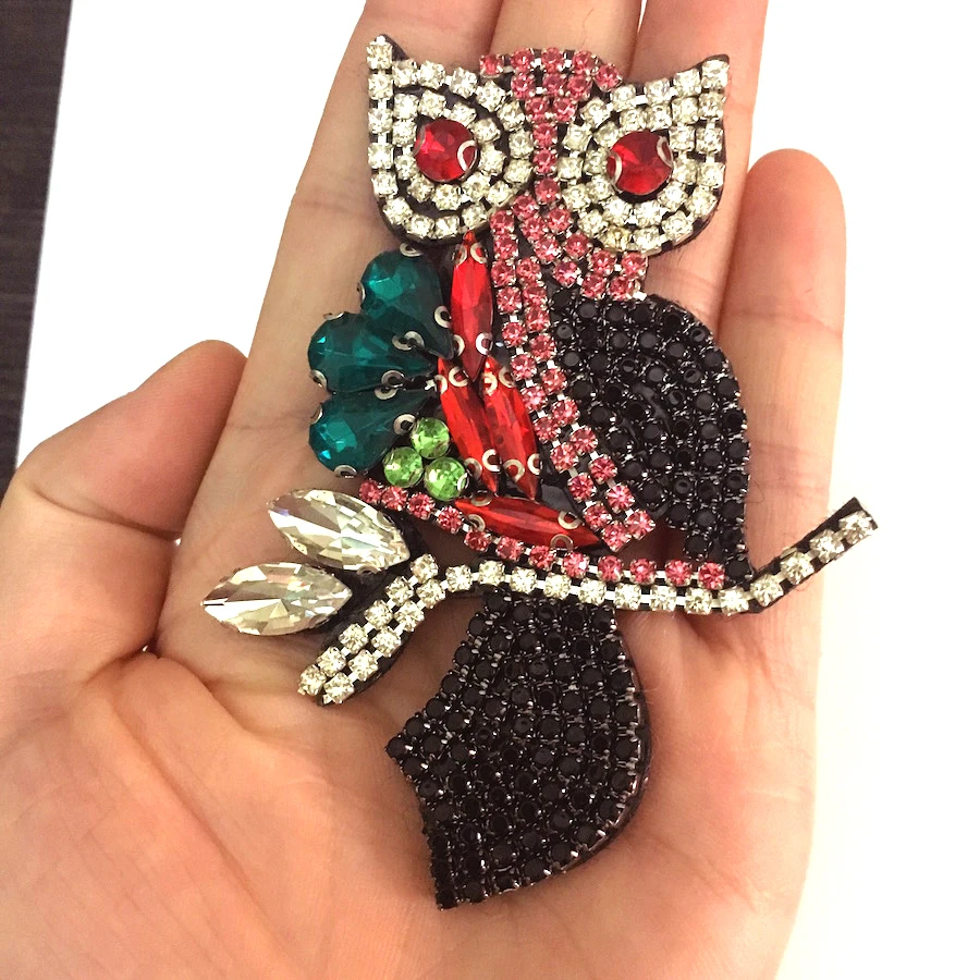 1 шт. милый маленький Сова Птица нашивки со стразами и бисером ручной работы