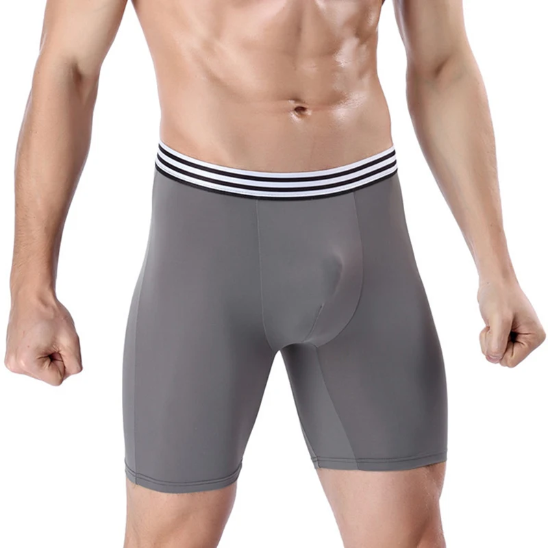 

100KG Ice Silk Underwear Men Boxers Long Shorts Sports Fitness Jogging Man Panties Boxershorts Boxer Cuecas Ropa Interior Hombre