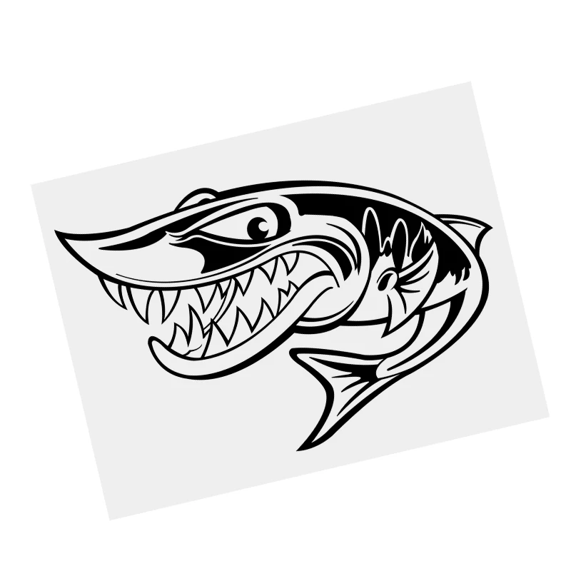 

S61407 # Angry Pike Fish Black Transparent Car Sticker Vinyl Decal Waterproof Decors for Motorcycle Bumper Laptop