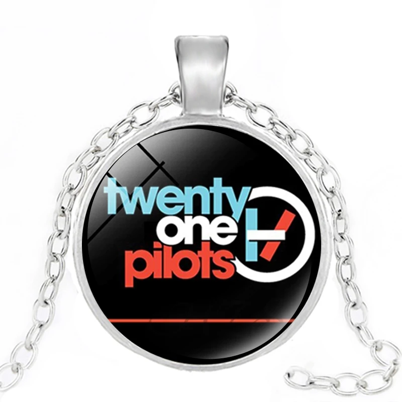 Hot Rock Band Twenty One Pilots Fashion Long Necklace Silver Chain Retro Logo Glass Cabochon Pendant Hiphop Jewelry | Украшения и
