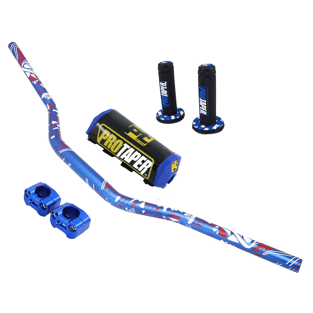 Мотоцикл 28 мм 1-1/" Fat Bar руль Грипсы колодки для KTM HONDA KAWASAKI SUZUKI YAMAHA CRF Protaper Pro Dirt Bike Motorcross - Цвет: Blue set