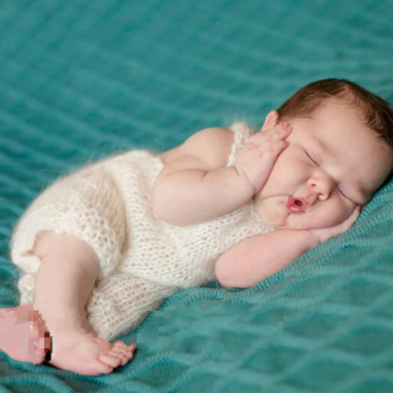 Accesorios de fotograf&iacute;a para beb&eacute;s, peleles de Mohair suaves tejidos a mano con botones, ropa de fotograf&iacute;a para reci&eacute;n nacidos, accesorios para fotos-4