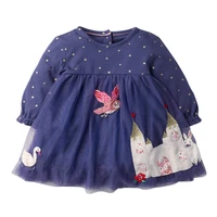 frocks 2021 autumn baby girl fall clothes brand toddler cotton bird castle animal tulle princess party dress for kids 2 7 years