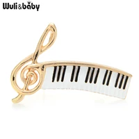 wulibaby enamel music note brooch piano keys brooches for women ane men teacher and musican jewelry accessoeris gift