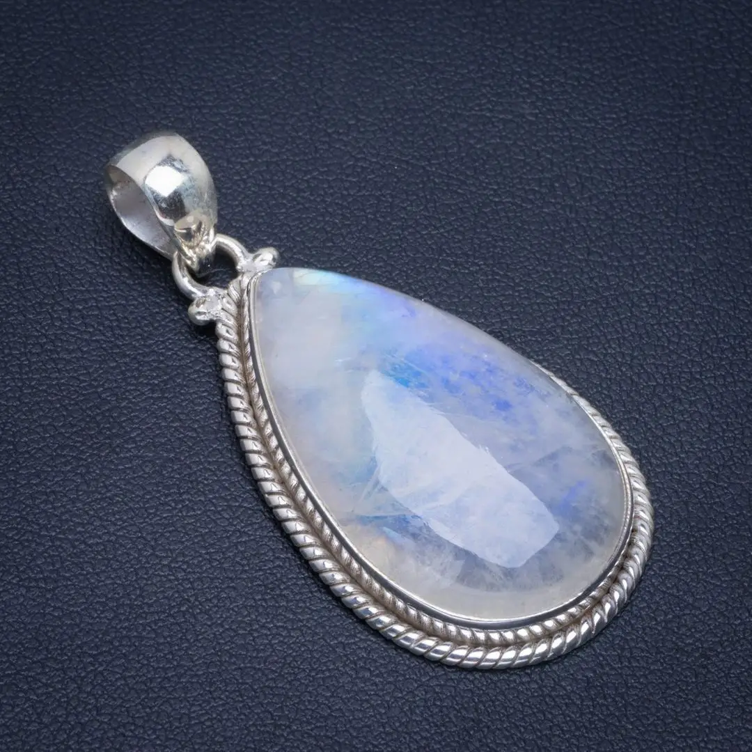 Натуральный Радуга Лунный камень ручной работы уникальный 925 пробы серебряный
