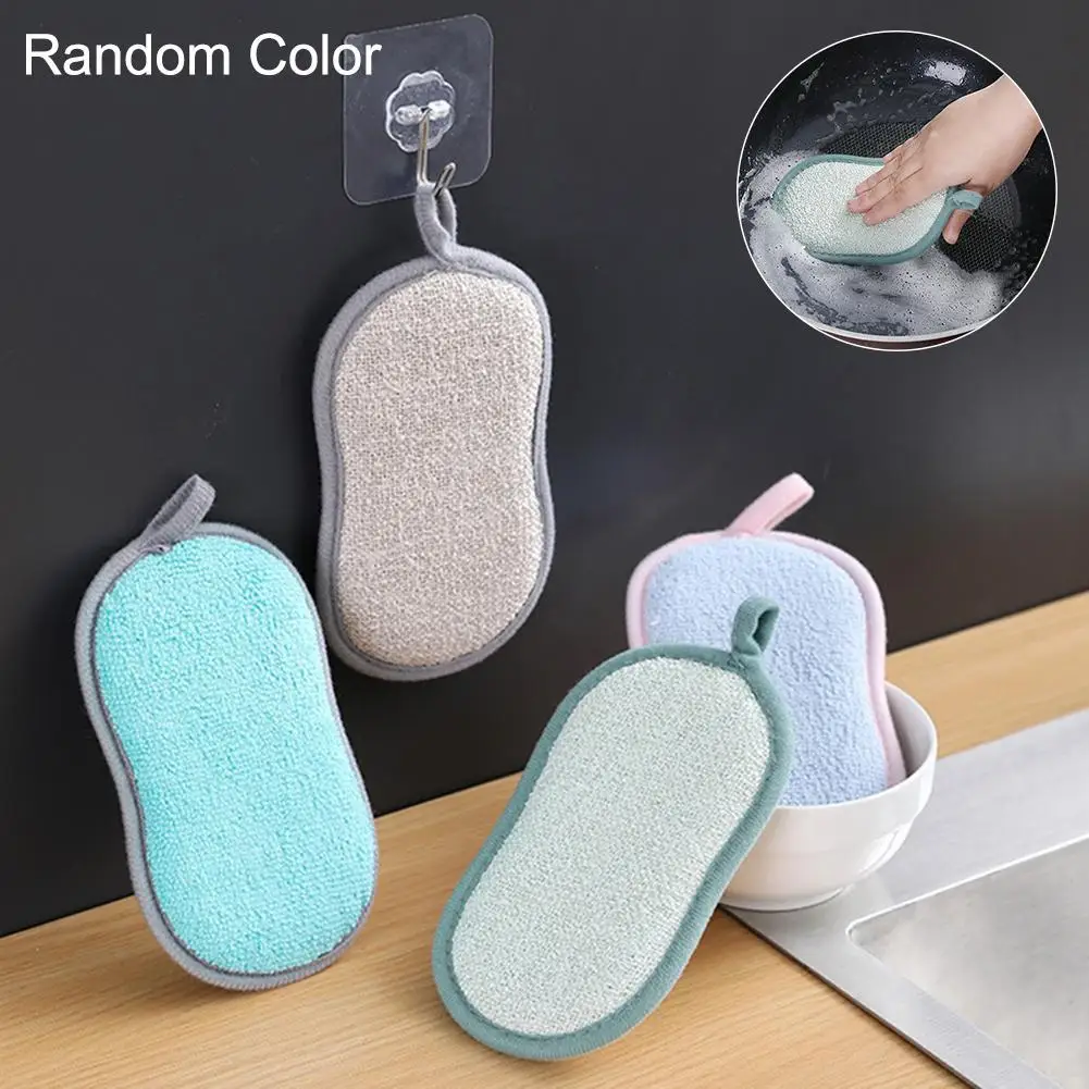 

Kitchen Cleaning Brush Fiber Cloth Pan Dish Soft Washing Brush Scrubber Sponge Kitchen Cleaning Tool