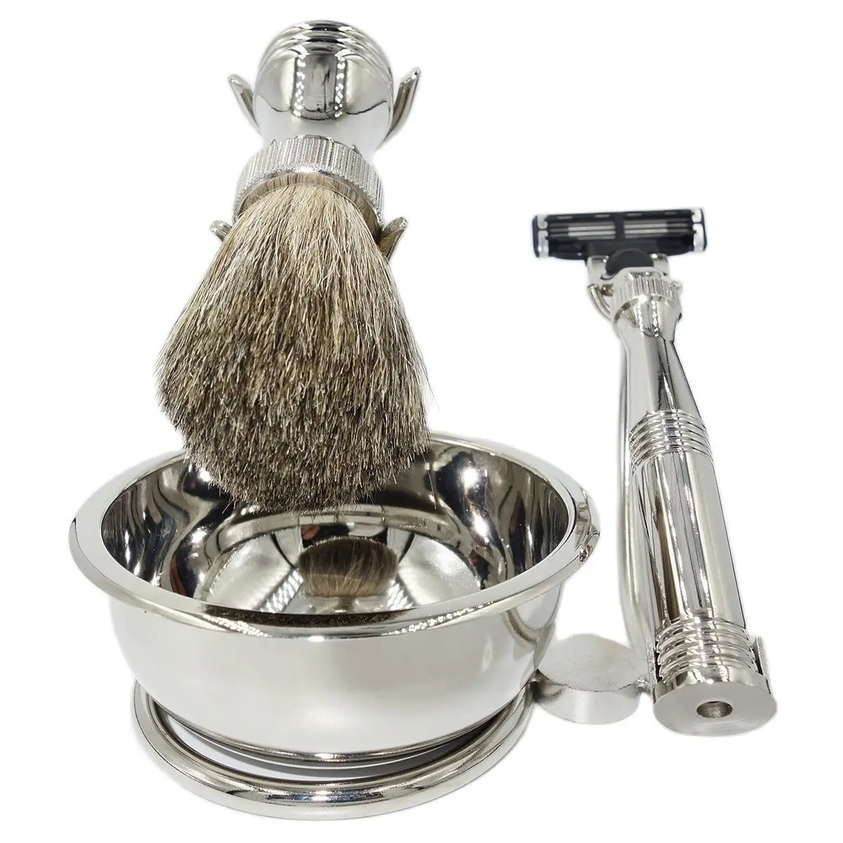 Роскошная черная акриловая Безопасная бритва WLONG 4 в 1 мужской набор для бритья с