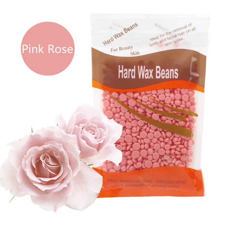

100g/pack Pink Rose Wax Beans No Strip Depilatory Hot Film Hard Wax Pellet Waxing Bikini Face Hair Removal Bean For Women Men A1