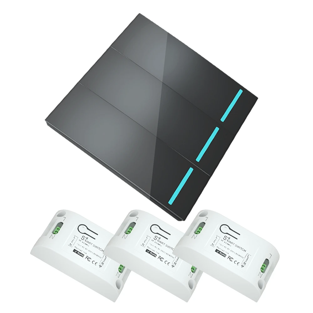 3 gang 3 receiver BL CACAZI стеновая панель для дома беспроводной умный кнопочный переключатель световая Кнопка 433 мгц радиочастотный пульт дистанционного управления приемник переменного тока 90-250 В спальня потолочный светильник - Цвет: 3 gang 3 receiver BL