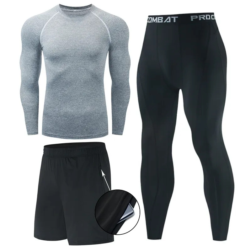 

Men's Compression Sportswear Underwear Suits Gym Tights Training Clothes Workout Jogging Sports Set Running Rashguard For Men