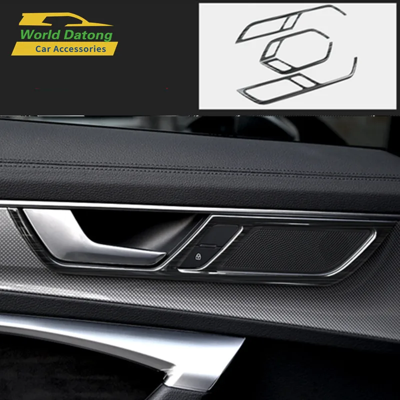 

9 For Audi A6L 2019 Interior Door Handle Covers Trim Door Bowl Button Stickers Stainless Steel Decoration Trim 4pcs