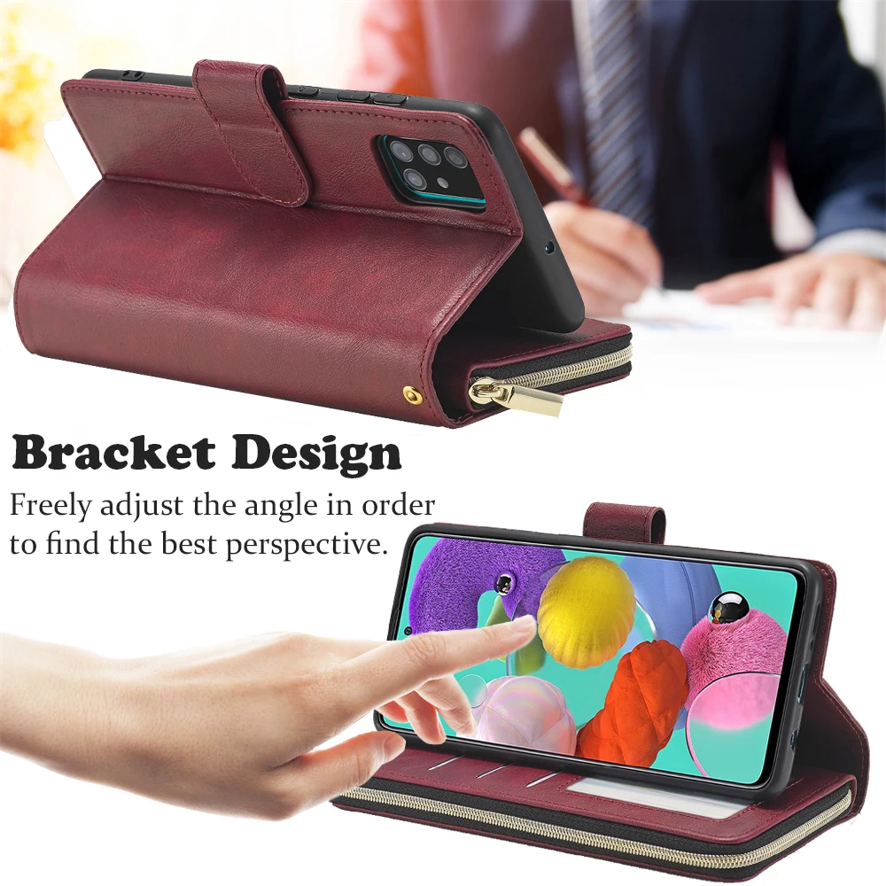 Zipper Wallet Leather Case For Samsung Galaxy A52 A51 A72 A71 A53 A33 A13 A32 A12 A31 A41 A50 A70 A30 A20 EA10 S Flip Card Cover