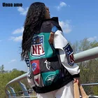 Куртка-бомбер Unua amo Женская в спортивном стиле, повседневная куртка в стиле оверсайз с длинным рукавом и принтом, весна-осень