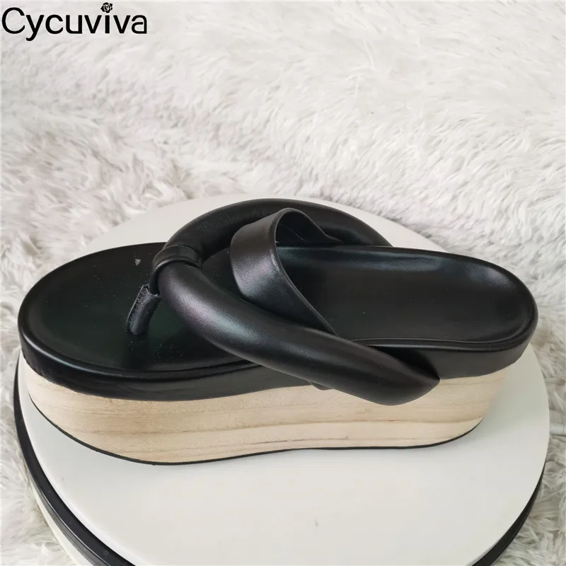 Шлепанцы женские на толстой подошве кожаные сандалии Повседневная летняя