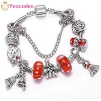 yexcodes christmas series charm mens womens bracelets diy christmas bells for brand bracelets jewelry holiday gifts