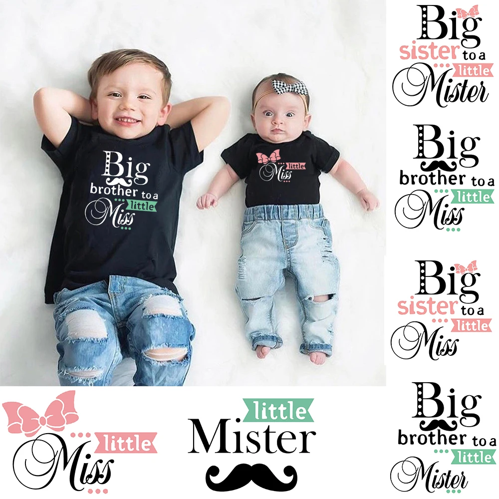 1 шт. одинаковые рубашки для большого брата и Маленькой Мисс футболка сестры