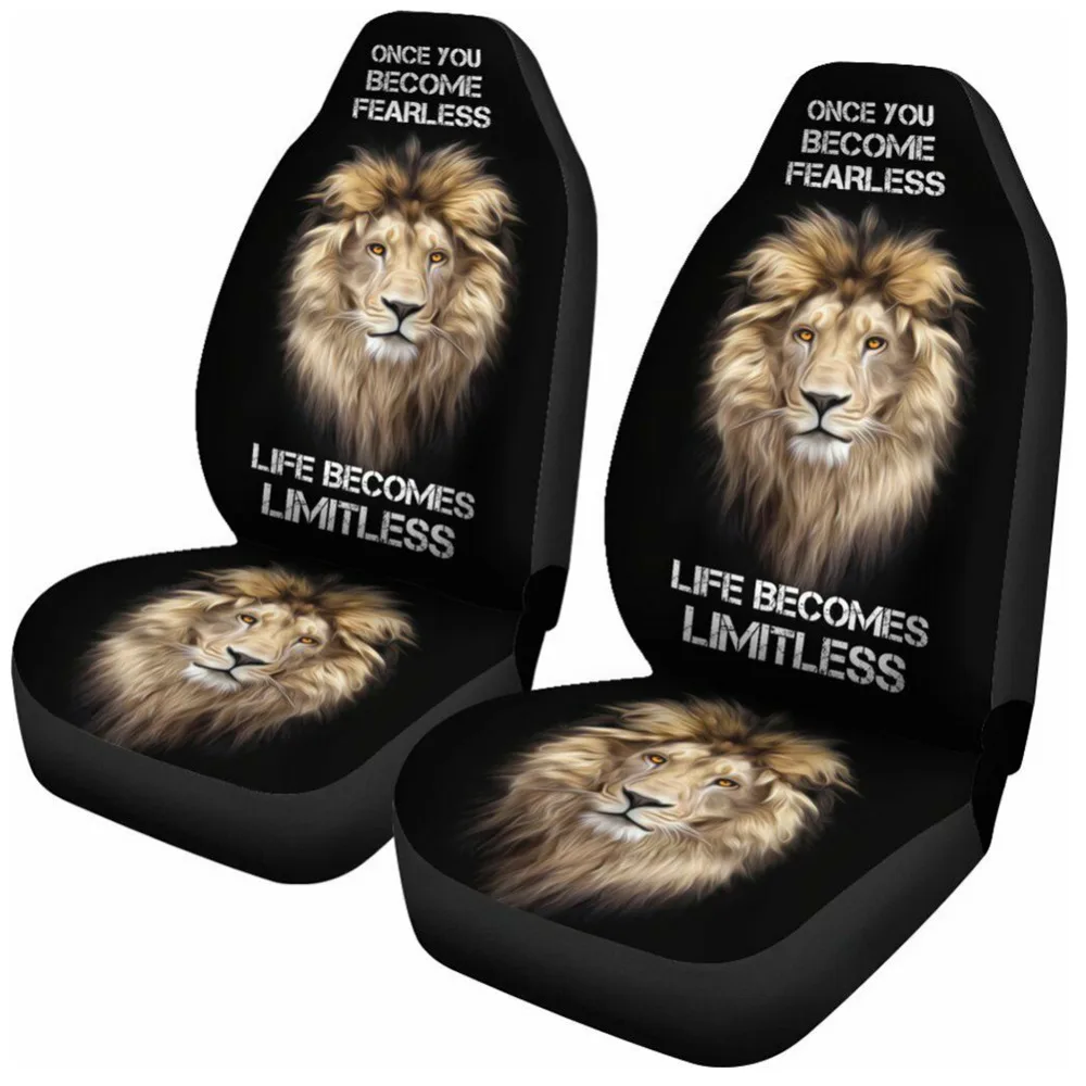 Чехлы на переднее сиденье автомобиля полноразмерные с принтом льва для