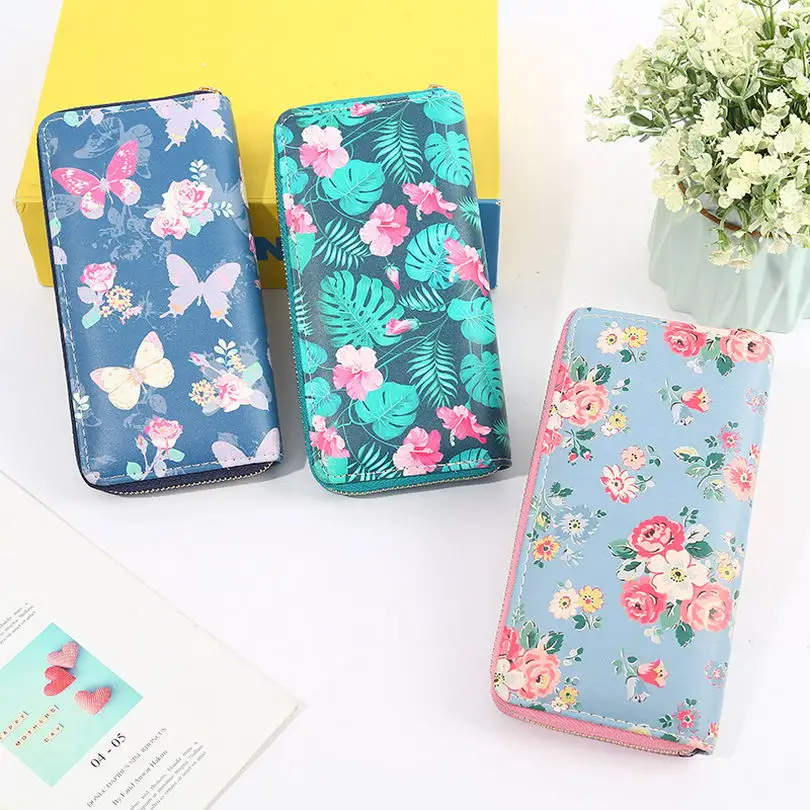 KANDRA Летний Новый женский цветочный принт модный длинный ладонь кошелек дорожный