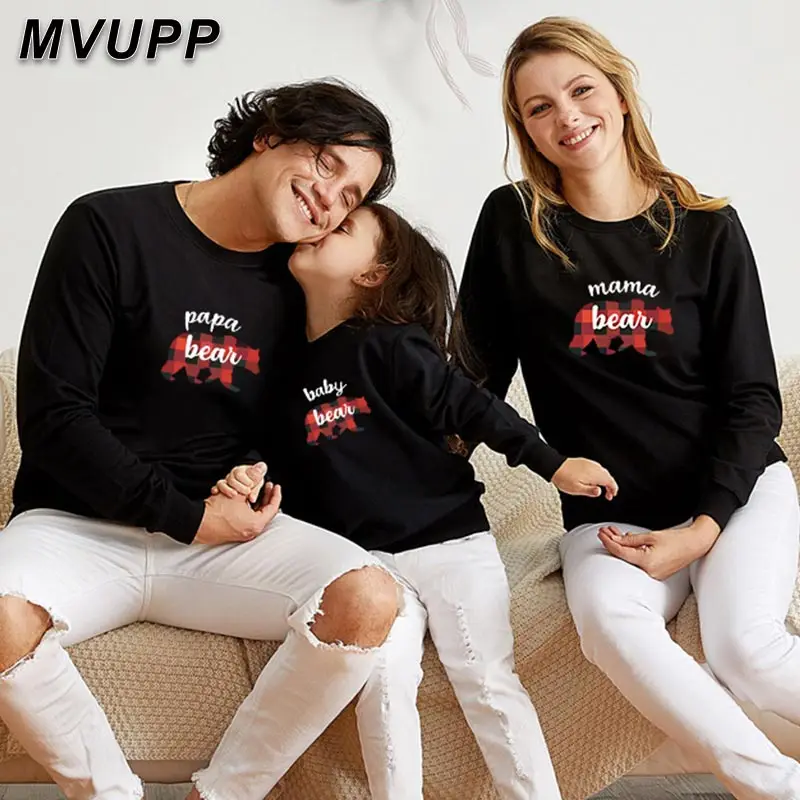 MVUPP/Рождественская Толстовка с изображением медведя для папы мамы детей свитшоты
