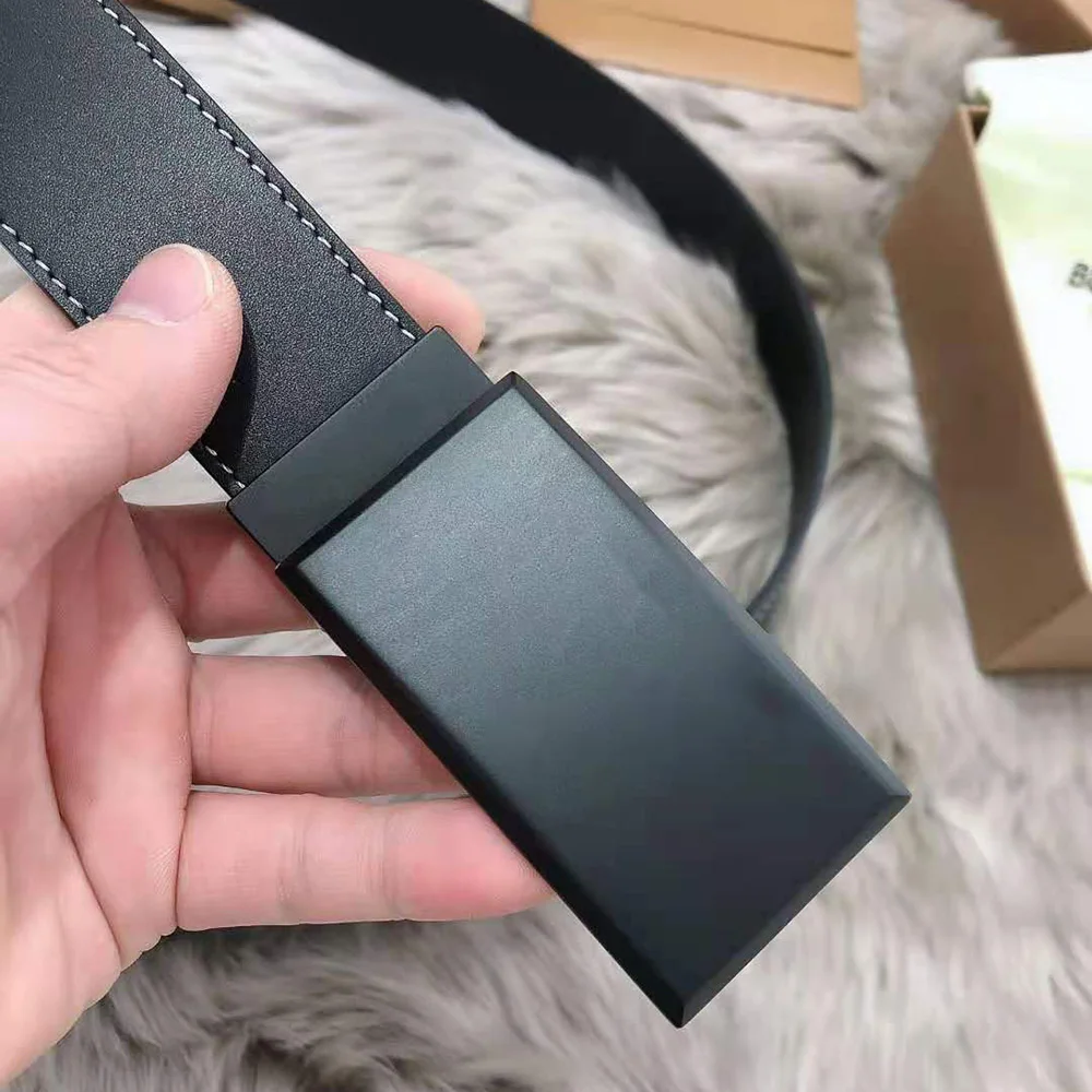 

Top 3.5Cm Genuine Leather Black buckle Black Belts For Men Jeans Luxury Classic Brand Designer Fashion Belt Gifts Box